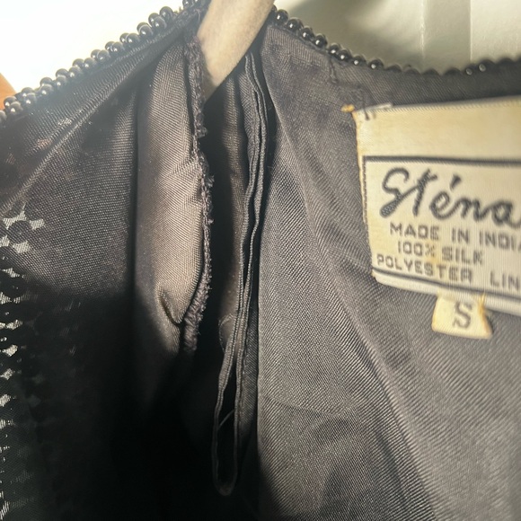 Stenay Vintage 100% Silk Black Sequin Floral Blouse Women's Size Small - Picture 6 of 7